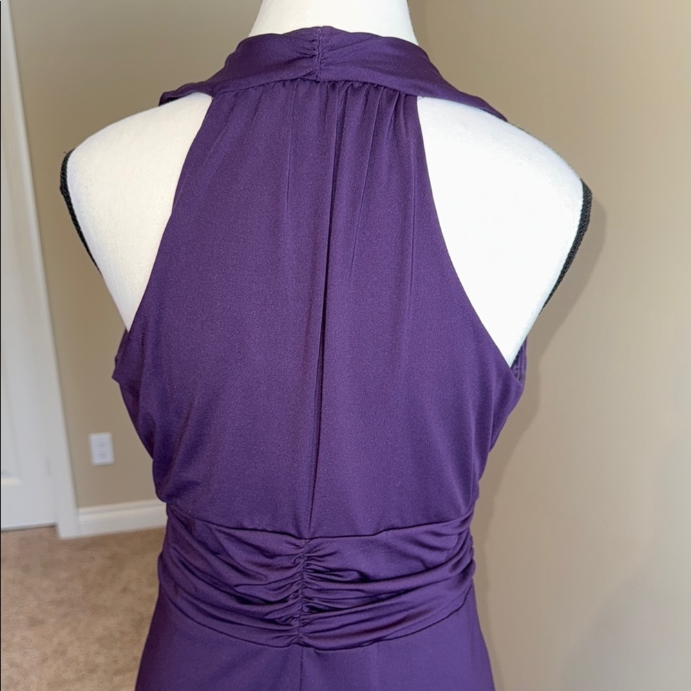 George Dress Elegant Purple Sleeveless Ruched Waist Women's Size S - Picture 6 of 10